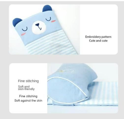 Printustaad Cute Baby Head Shaping Pillow with Cartoon Print | Soft Foam Support Pillow for Newborns & Infants | Prevents Flat Head | Adjustable Slope Design (Blue)